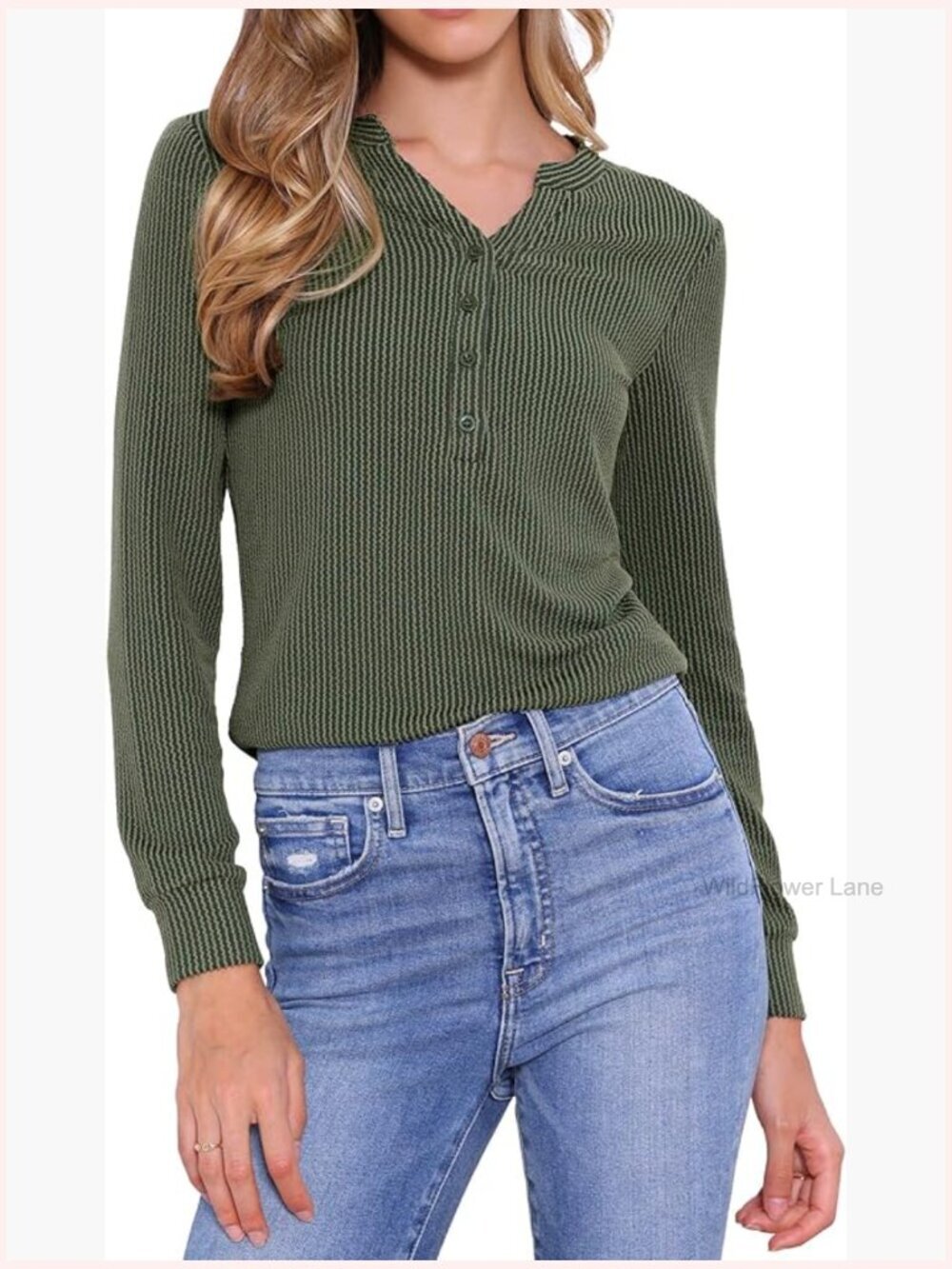 Knitted Long Sleeve Button Up V Neck Casual Blouse Tunic Top